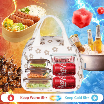 Lunch Bag for Women Men Girl,Large Cute Corduroy Lunch Tote Bags - Reusable Insulated Lunch Box for women with Handle, Leakproof WaterProof Design for Office, School, Work,Picnic.