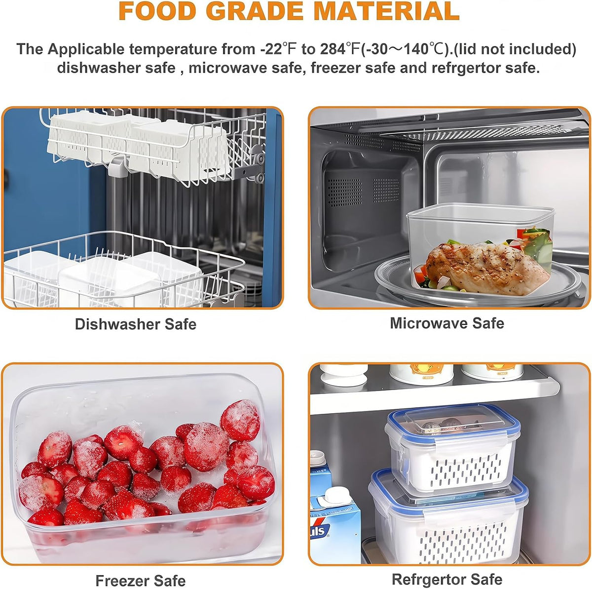 3pcs 4 in 1 Fruit Storage Containers for Fridge with Removable Colanders