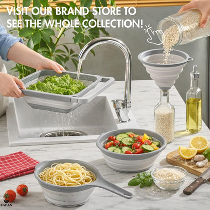Collapsible Colanders for Kitchen | Strainer with Handle, Over Sink Collander, Rice Strainer | 4 Pcs