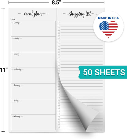 321done Magnetic Weekly Meal Plan Shopping Checklist Notepad - Tear-Off 50 Sheets, 5.5x8.5 - Undated, Sunday to Saturday To-Do List Planner, Schedule Weekly Desk Pad, Weekday Planning Notepad - Made in USA