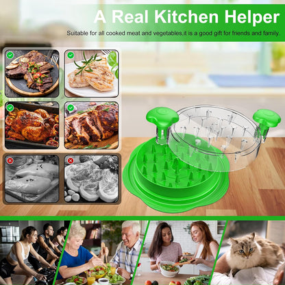 Chicken Shredder Tool Twist Large Meat Shredder with Brush&Fork, Black