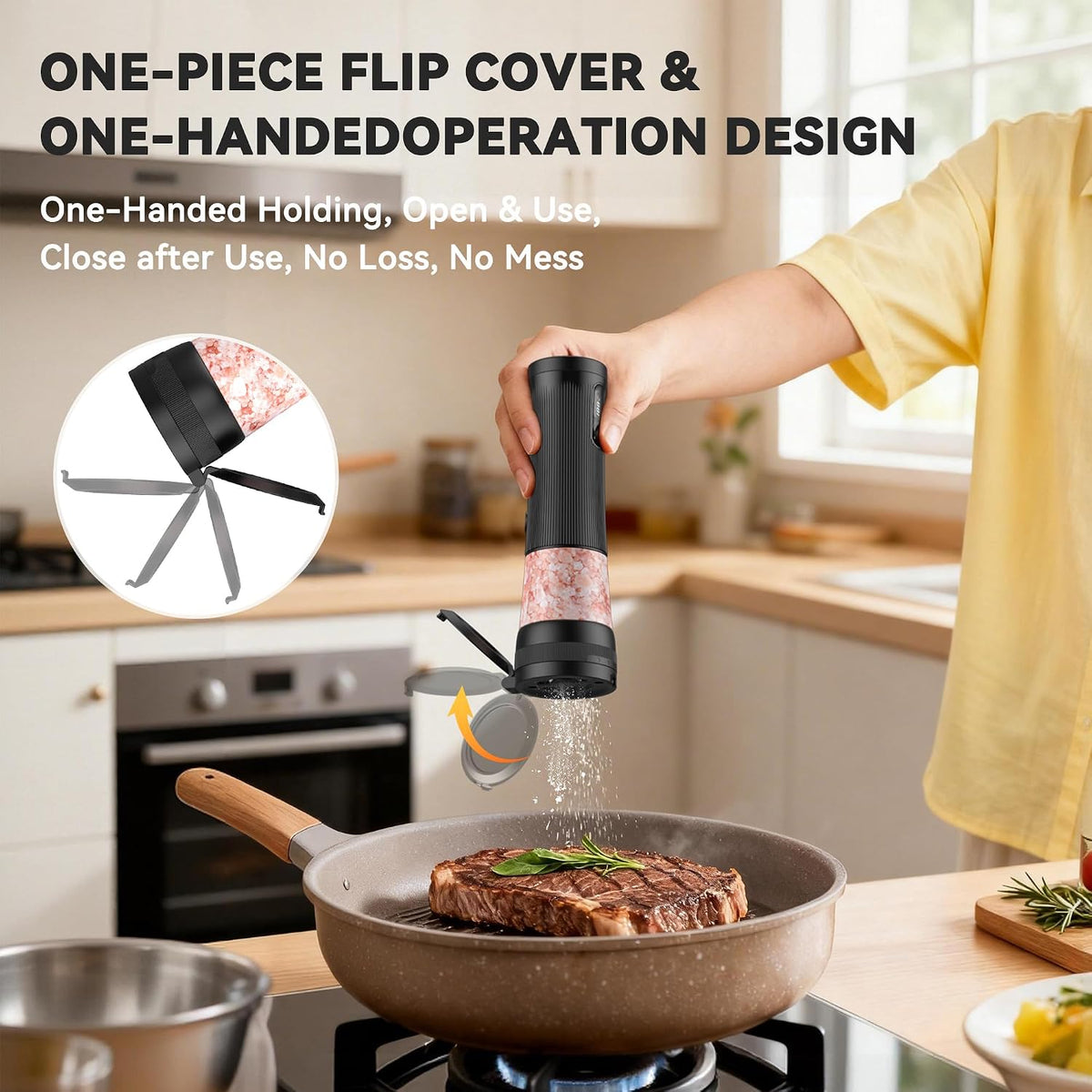 Electric Salt and Pepper Grinder Set, 2 in 1 Dual Bins USB Rechargeable