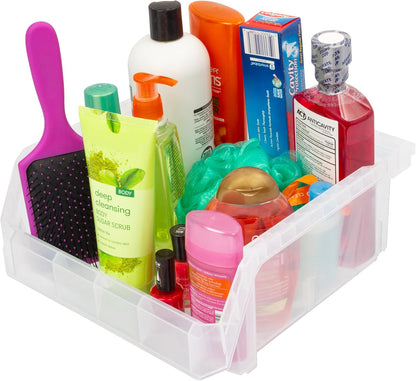 ReadySpace Medium Plastic Storage Bins, Stackable Organizer Containers for Closet Pantry Shelf Garage and Office Organization, Clear, 8 Pack