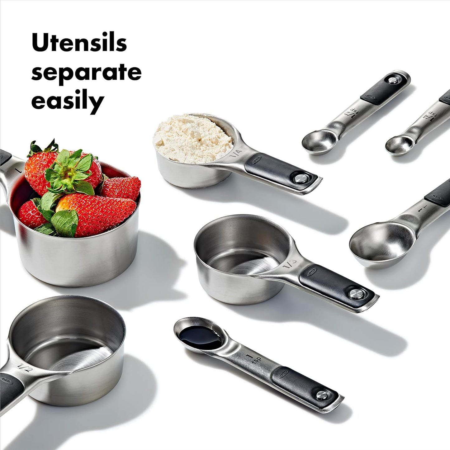 OXO Good Grips 4 Piece Stainless Steel Measuring Cups with Magnetic Snaps