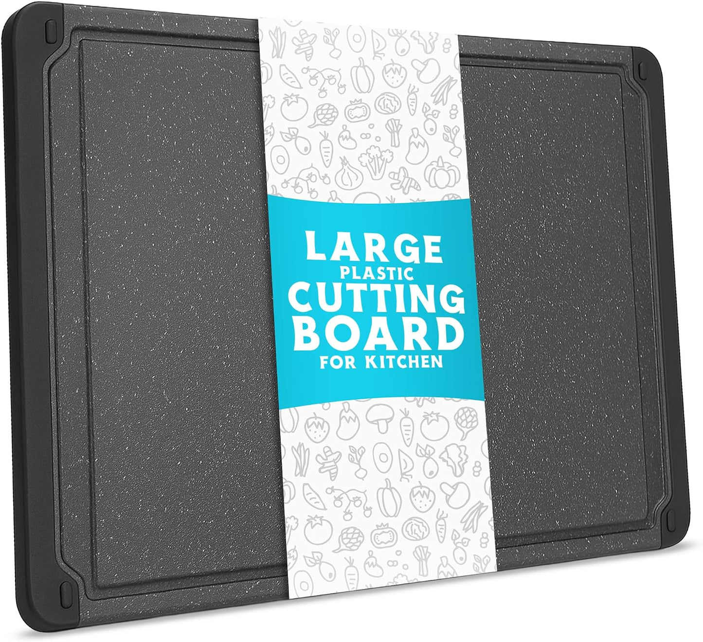 Plastic Cutting Board for Kitchen - Extra Large Cutting Board 18 Inch Reversible Chopping Board, Juice Groove, Non Slip Feet, Dishwasher Safe, BPA Free Large Cutting Board for Meat Vegetables Fruit