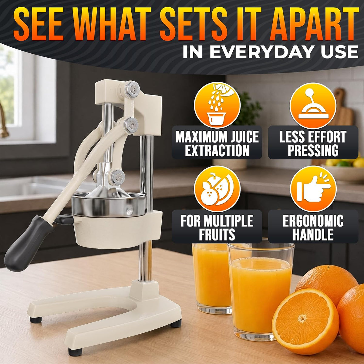 NADOBA Lemon Squeezer and Lime Squeezer, Max Extraction Citrus Hand Juicer