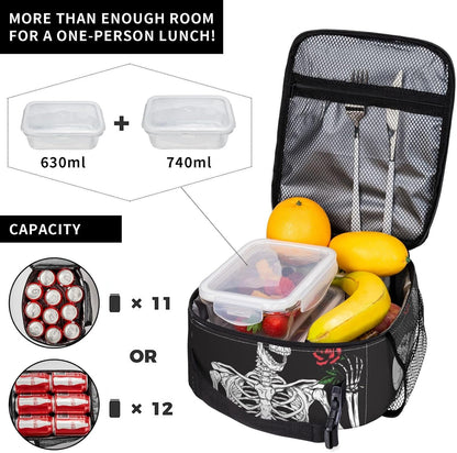Black Cat Reusable Lunch Box Food Bag Insulated Lunch Bag for Teenage Boys Girls School Beach