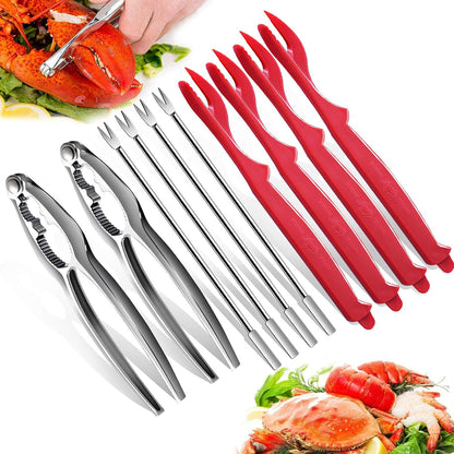 10PCS Crab Nut Crackers and Seafood Tools,Stainless Steel Lobster Crackers