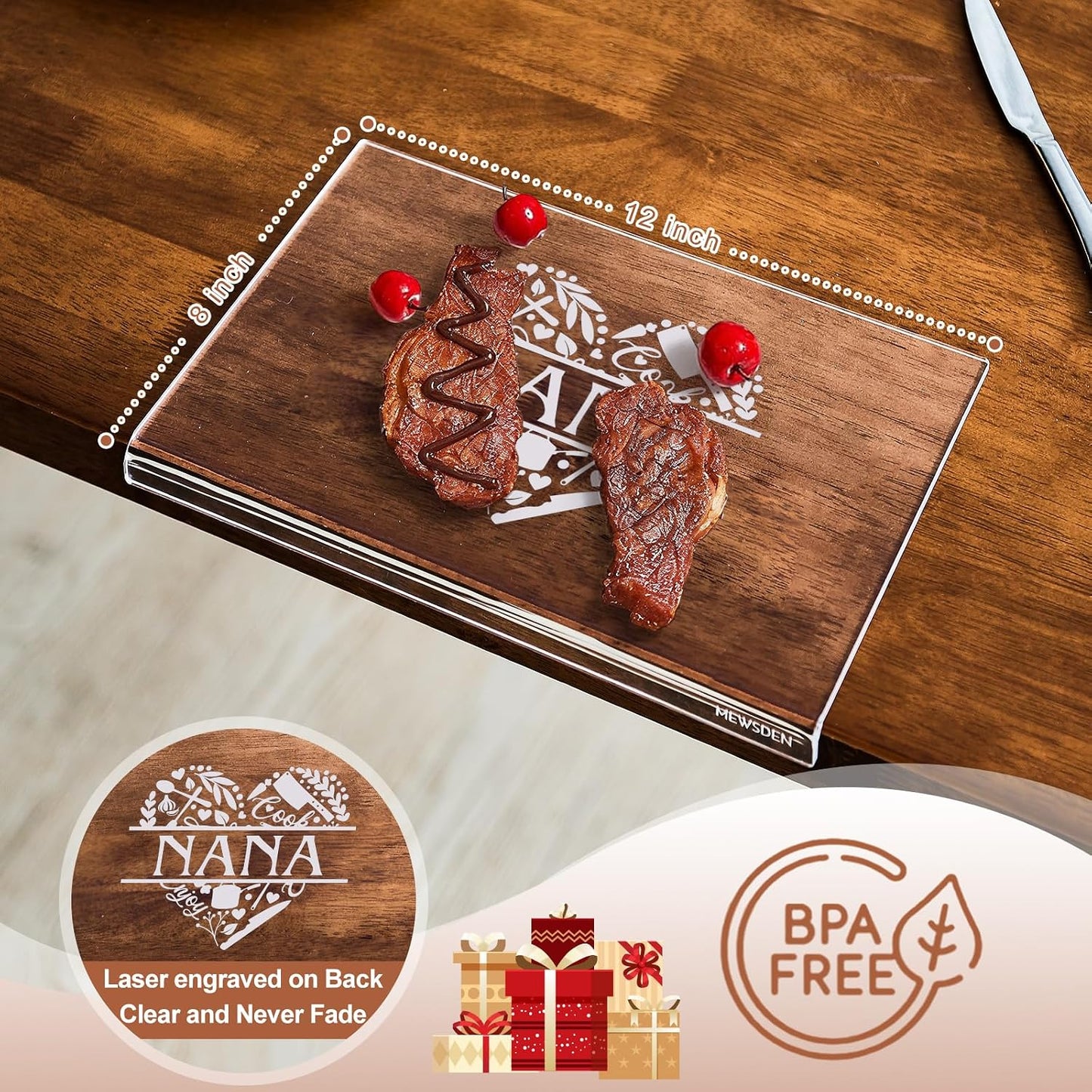 Acrylic Cutting Board with Counter Lip, Clear Cutting Boards for Countertop Protector, Cutting Board for Kitchen Counter, Non-Slip Dough Mat, Kitchen Decor Gadgets House Warming Gifts(24"x18")