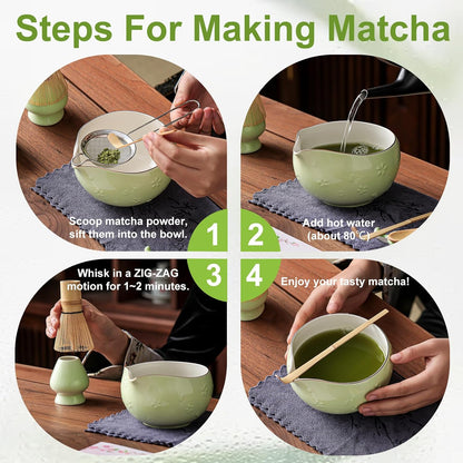 Matcha Whisk, Handcrafted Bamboo Whisk for Matcha Powder (Yellow)