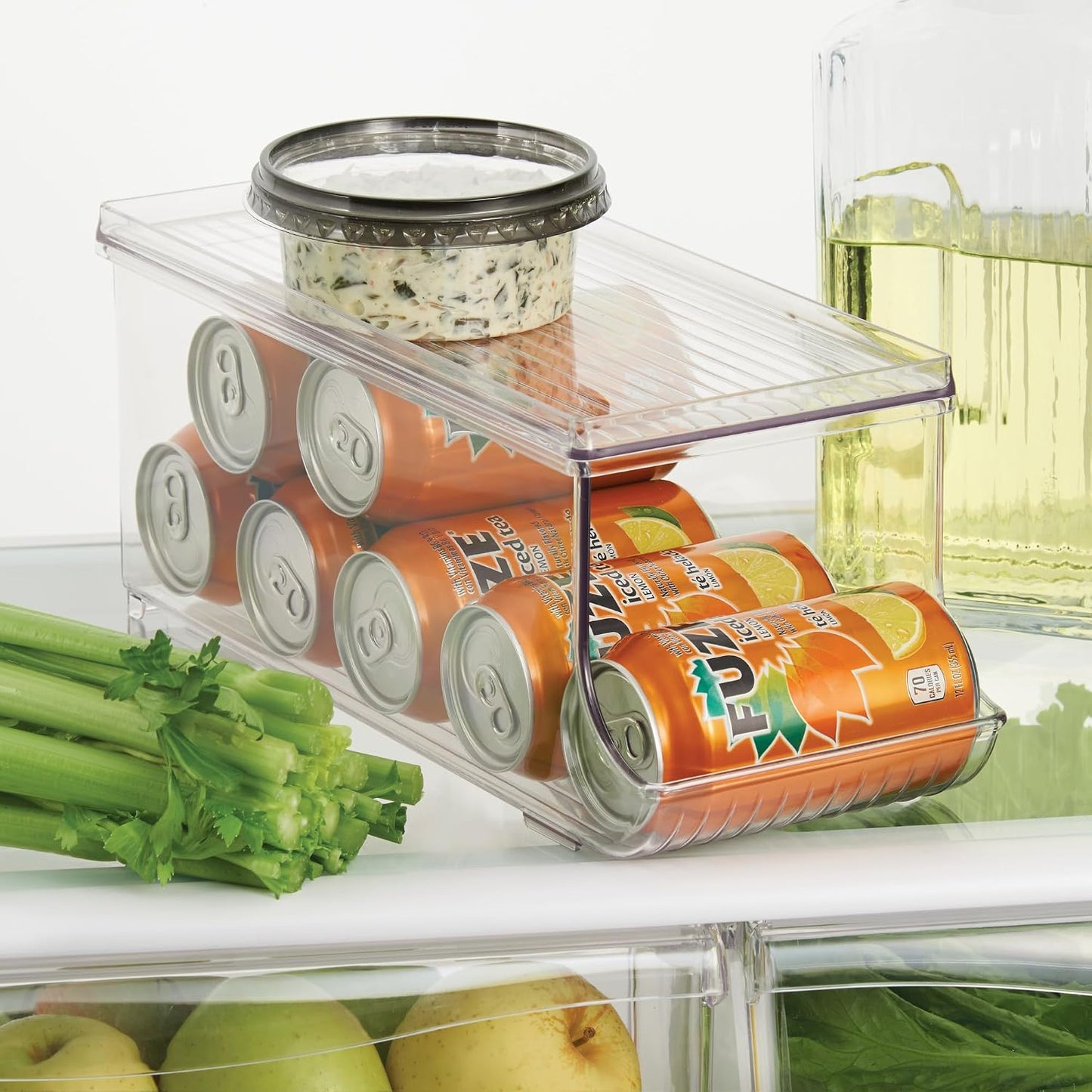 iDesign Soda Can Organizer with Lid for Pantry or Refrigerator - Clear - Made in USA