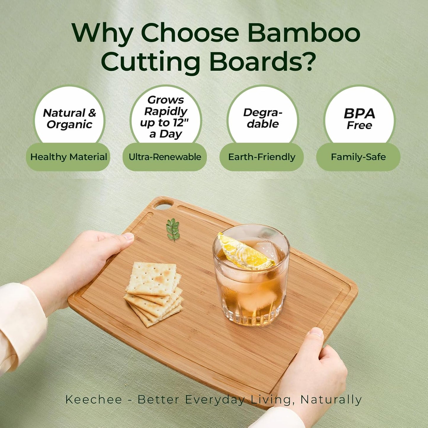 Keechee Dishwasher Safe Bamboo Cutting Boards Durable Lightweight Wood Cutting Board for Busy Kitchen, Easy Clean Wooden Chopping Boards with Juice Groove Set of 3 (L+M+S)
