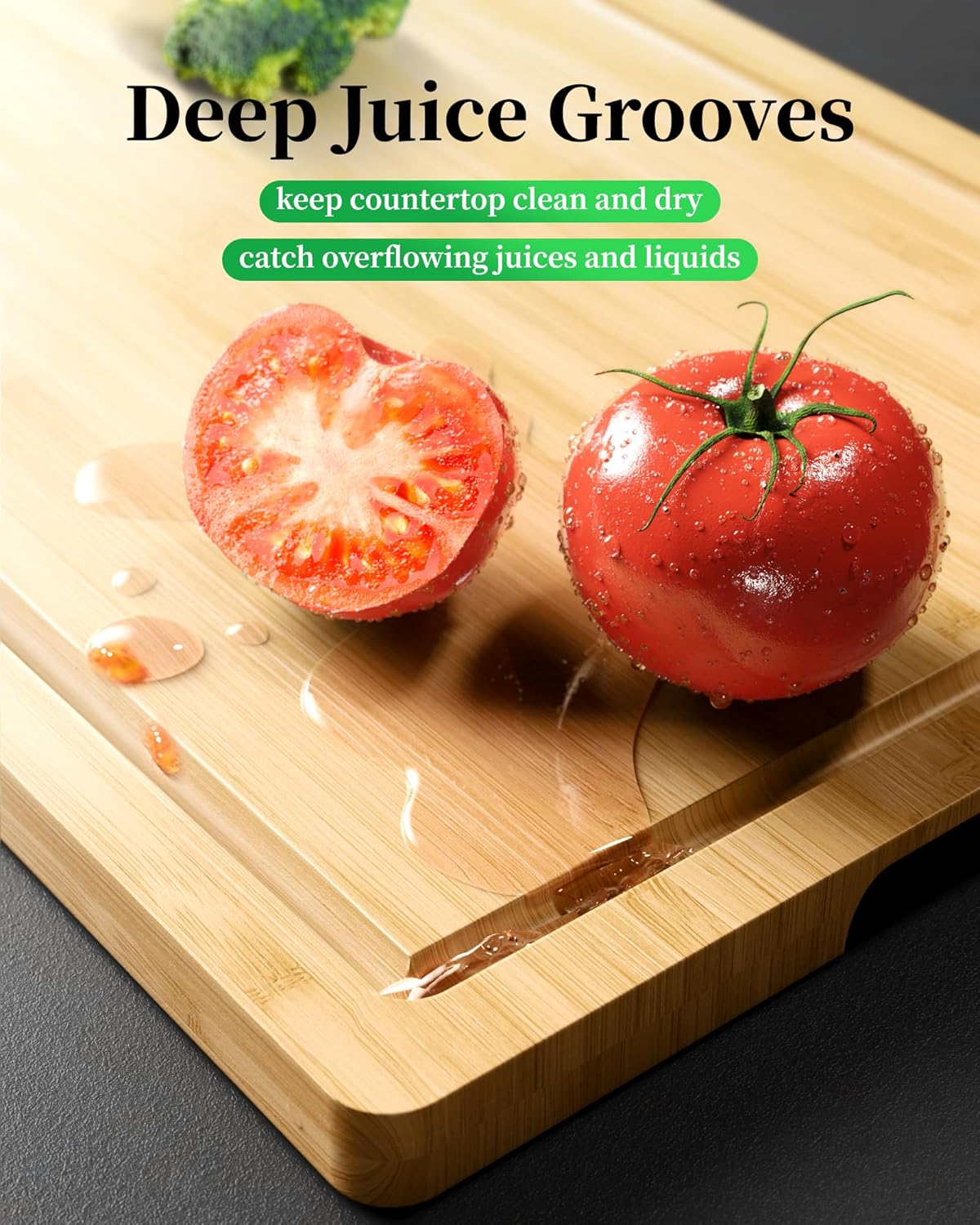 Kitsure Bamboo Cutting Board Set - Multi-Sizes Wooden Cutting Boards for Kitchen, Convenient Kitchen Essentials with Deep Juice Grooves, Cutting Board for Chopping & Serving, 2 Pack, Natural