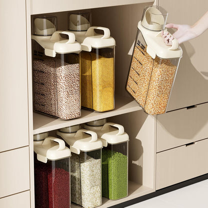 Rice Containers 5.5lbs and Cereal Storage Dispenser-Airtight Food Storage Organizers BPA free Plastic Kitchen Storage Containers food-grade PET material Suitable for rice, cereal, flour,etc(White)
