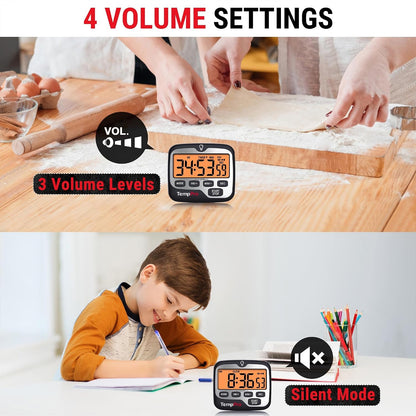 TempPro TM01 2-in-1 Kitchen Timers for Cooking with 12/24H Clock Mode