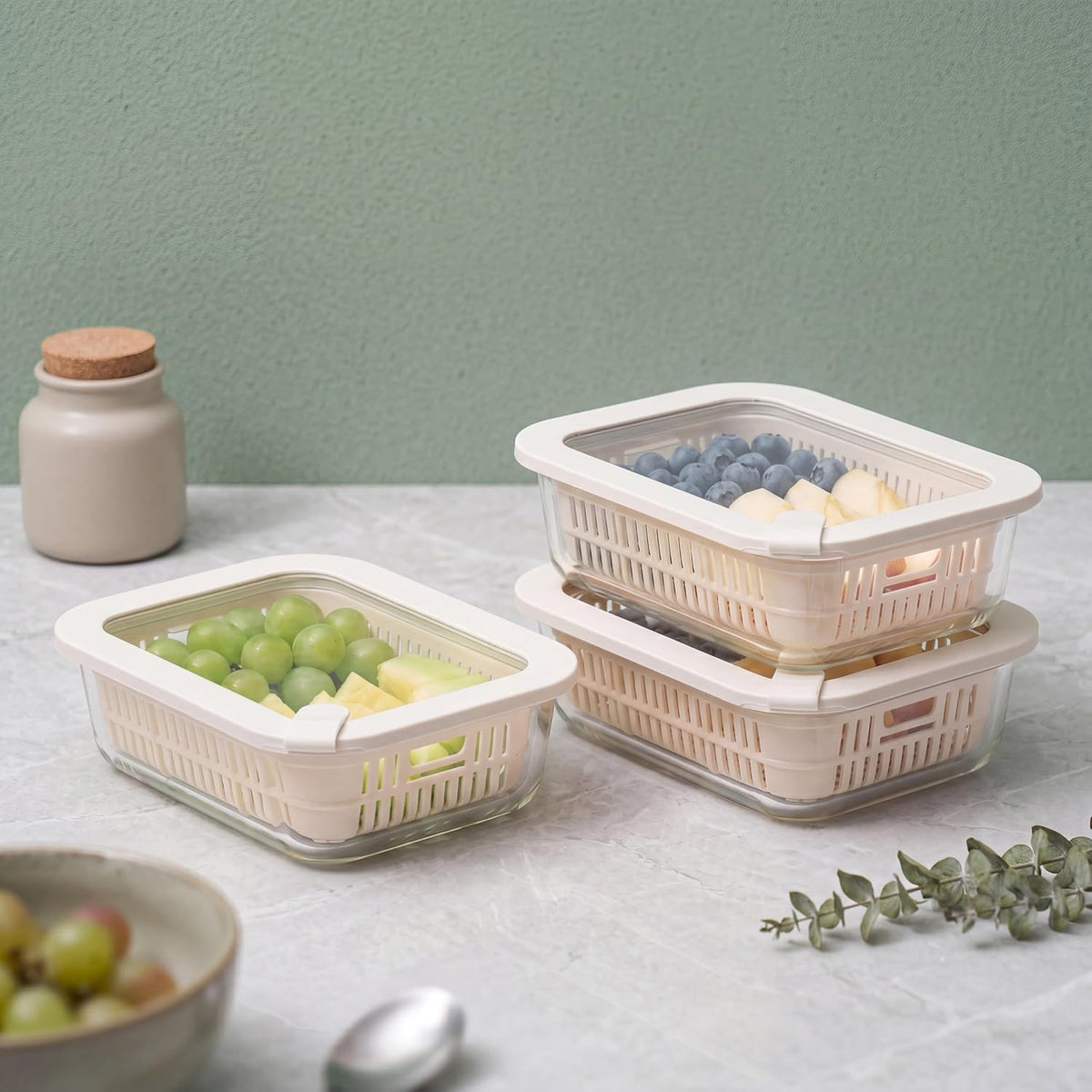 Urban Green Glass Food Storage Containers with Glass Lids, Microwave Safe Food Container Set, Aitight Meal Prep Container Set, LeakProof, 100% Plastic Free, 6 Pack