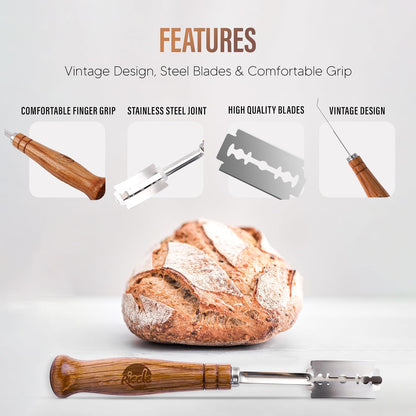 RICCLE Bread Lame, Sourdough Scoring Tool, Bread Scoring Tool, 10-Blade Set