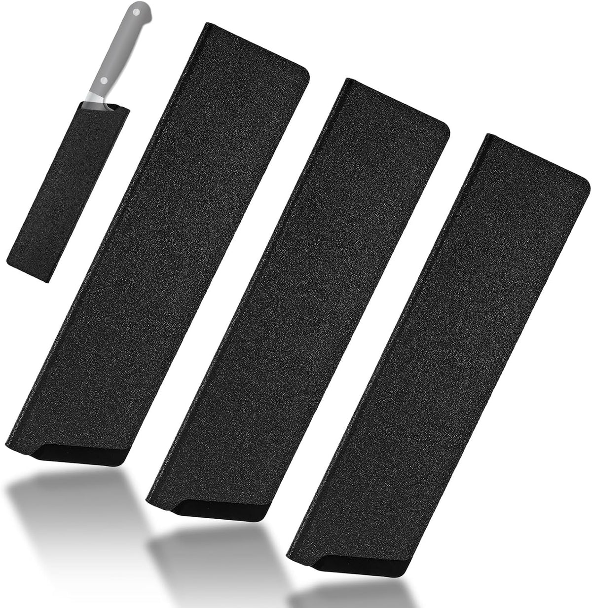 Universal Knife Sheath Cover 3 Pack, Black Chef Knife Guard Protector