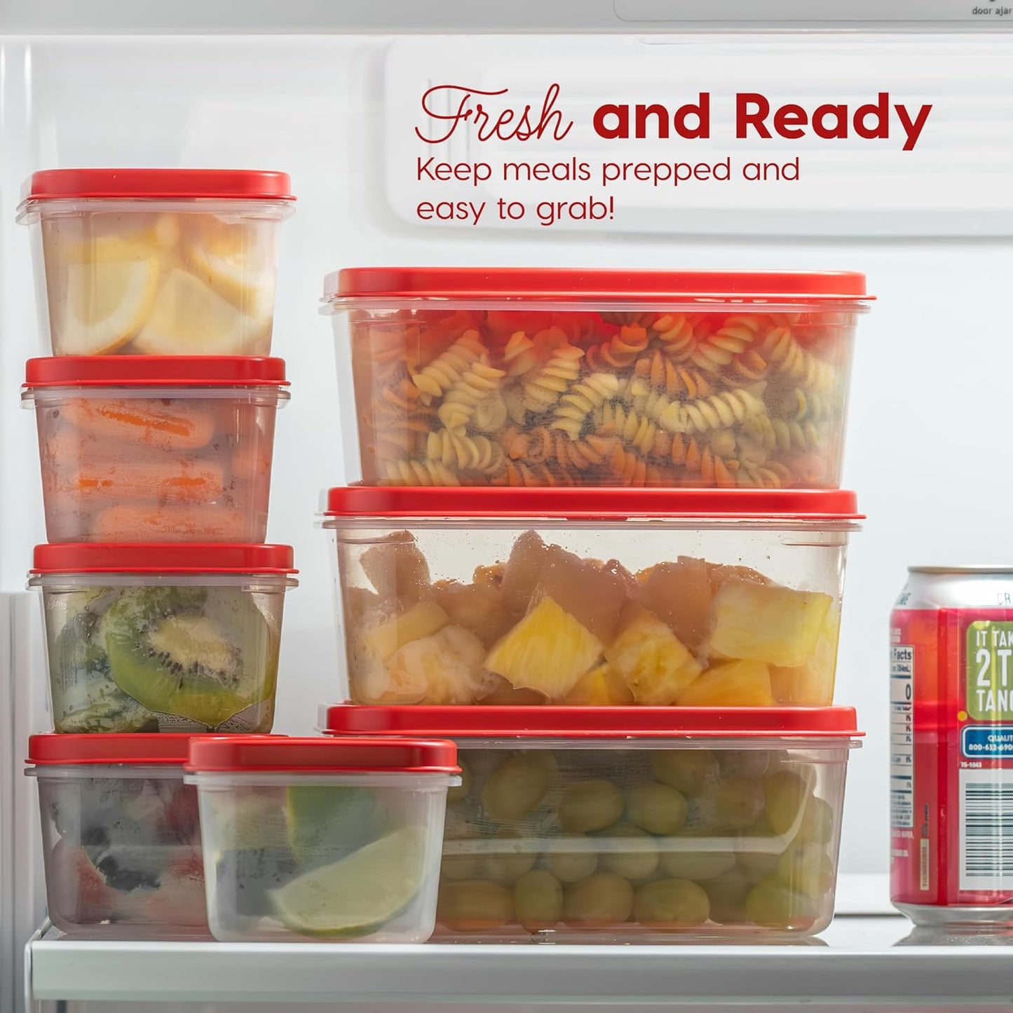 IRIS USA 44 PC Plastic Food Storage Containers With Lids | 22 Meal Prep Containers & 22 Lids | Leftovers Office Lunch Snack Fruit, Microwave Dishwasher Freezer Safe, BPA Free