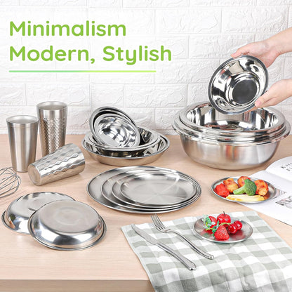 304(18/8) Stainless Steel Mixing Bowls for Kitchen, 4 Pack 6.3" 13.67 fl.oz Metal Mixing Bowls Set Stackable for Baking Serving Cooking Food Prep Storage Dishwasher Safe Lightweight