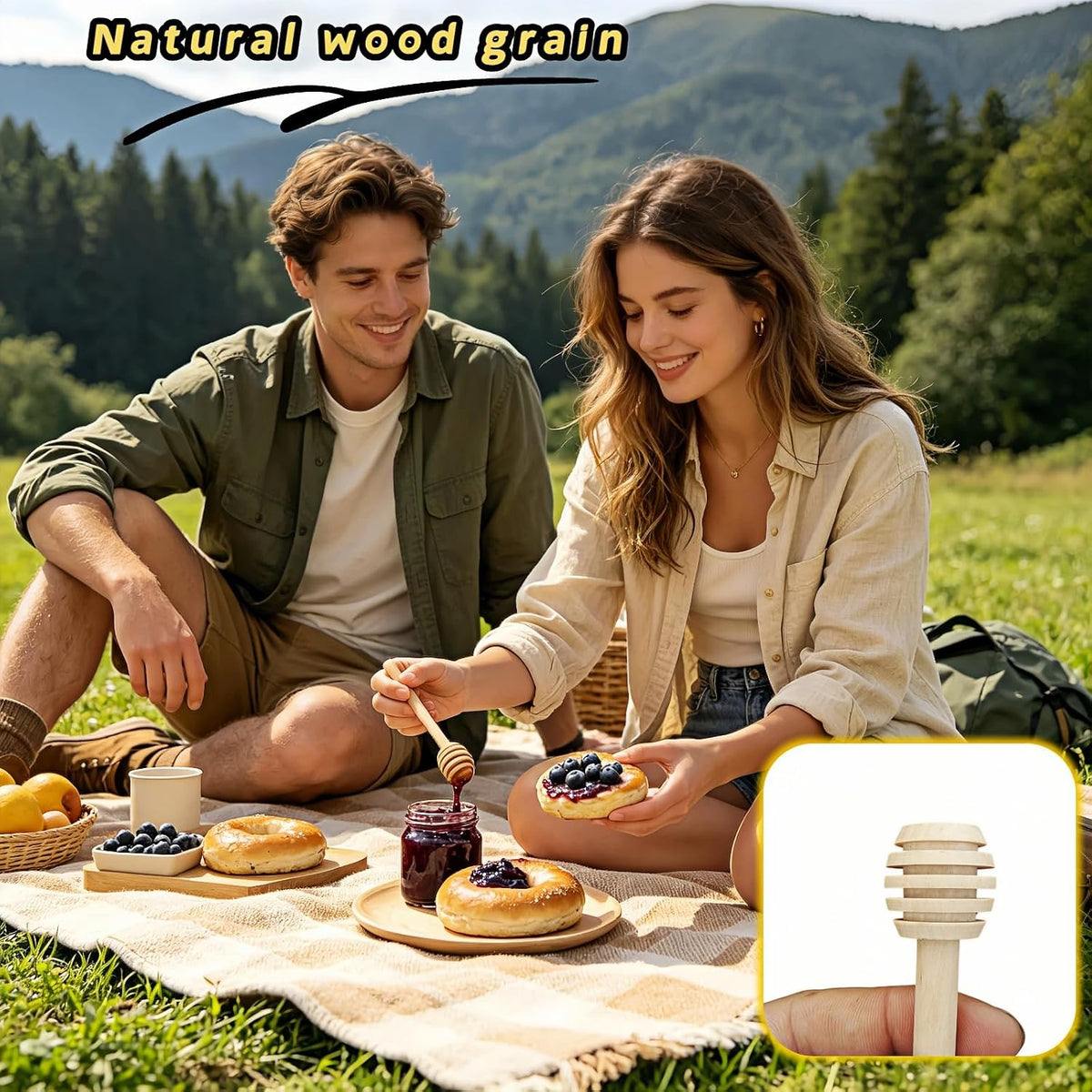 Natural Wood Honey Dippers - 25 Pcs 3" Mini Honey Sticks with Deep Grooves for Easy Drip, Stir & Collect Honey, Syrup, Jam - Reusable Eco-Friendly Honey Spoon for Jar, Wedding Party Gift