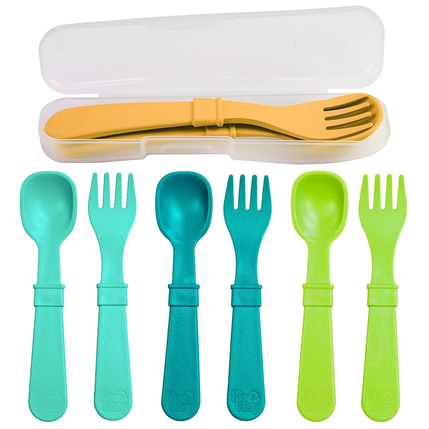 Re-Play Toddler Forks and Spoons Set - 4x4 Utensils Set for Kids - Dishwasher and Microwave Safe - Made in USA - Set of 8-5.8" x 1.2" x 0.2" - Princess