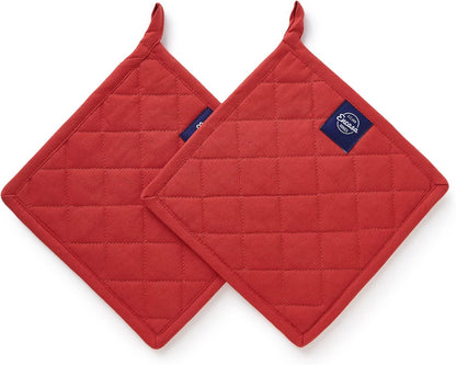Encasa XO Pot Holders, Quilted Kitchen Hot Pads 8"x8" Black