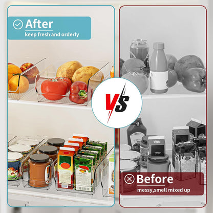 Ettori Set of 6 Clear Plastic Storage Bins - The Ultimate Pantry Organizers and Storage Solution for Kitchen, Cabinet, and Refrigerator Organization