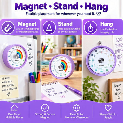 Searon Magnetic Kitchen Timer, 60-Minute Visual Dial (Blue)