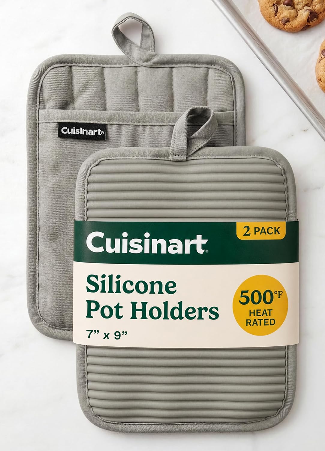 Cuisinart Silicone Pot Holders, Set of 2 7"x9", Heat Resistant 500F