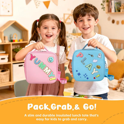 Reusable Insulated Lunch Bag for Kids Teens & Adults with Adjustable Shoulder Strap - Large Durable Lunch Bag Tote for School Travel Picnic Work - Leakproof Design Lunch Carrier (Black -3D Dinosaur)