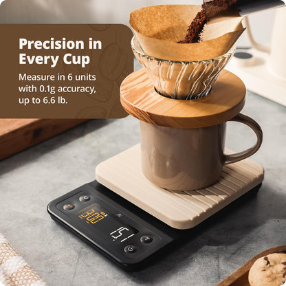 Greater Goods Coffee Scale with Timer, 0.1g Precision for Espresso & Matcha