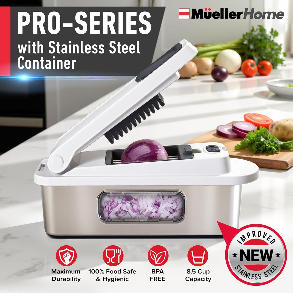 MUELLER HOME Pro-Series 10-in-1 Stainless Steel Multi Vegetable Chopper