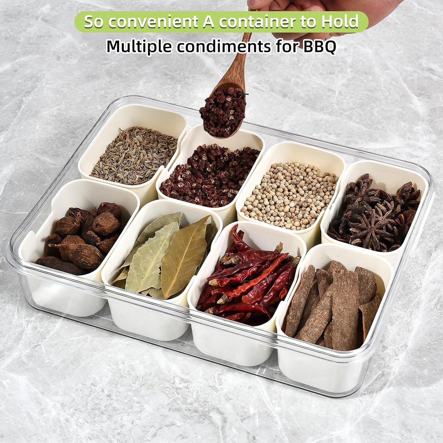 UPTRUST Divided Serving Tray with Lid and Handle - Snackle Box Charcuterie Container for Portable Snack Platters - Clear Organizer for Candy, Fruits, Nuts - Perfect for Party, Entertaining