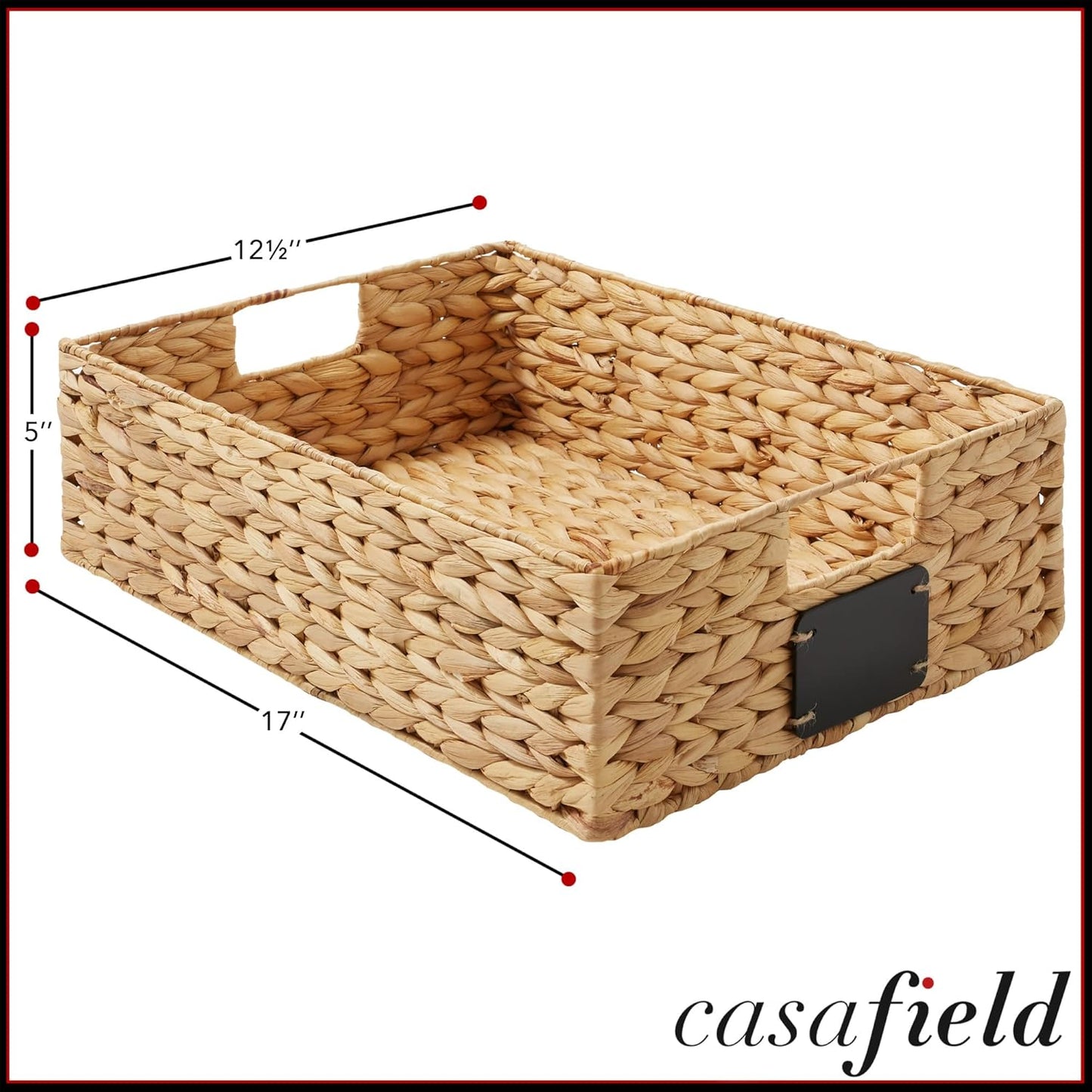 Casafield Set of 4 Water Hyacinth Pantry Baskets, 10" x 13" x 5", with Chalkboard Labels and Chalk Marker - Natural, Woven Storage Bin Organizers for Kitchen Shelves