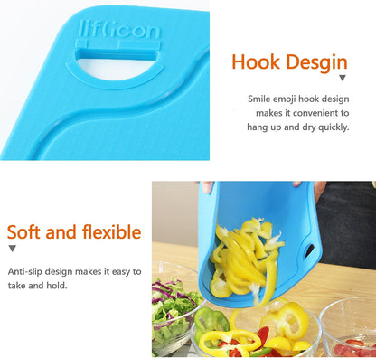 Liflicon Thick Cutting Boards for Kitchen Silicone Chopping Board Set of 2 Mid 12.6'' x 9.1”,Mini 9.1”x7.1” Non-slip Deep Drip Juice Groove Easy Grip Handle,Dishwasher Safe-Red