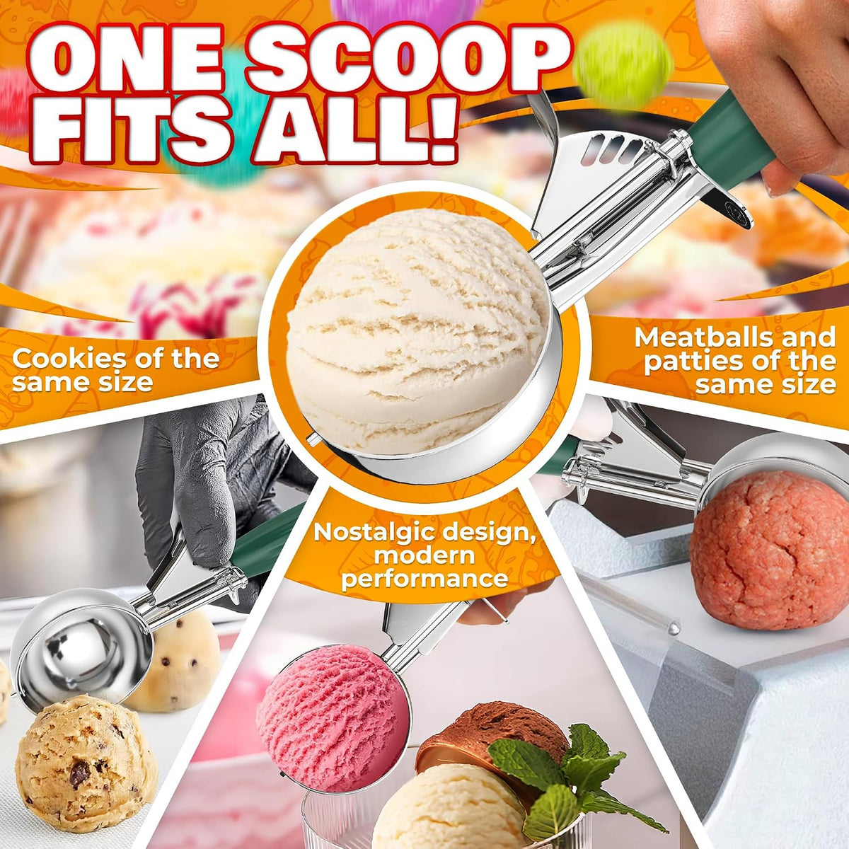 Cookie Scoops for Baking, Stainless Steel in #16, #20, #30