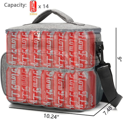 FlowFly Insulated Reusable Lunch Bag Adult Large Lunch Box for Women and Men with Adjustable Shoulder Strap,Front Zipper Pocket and Dual Large Mesh Side Pockets,Cherry - Colors A