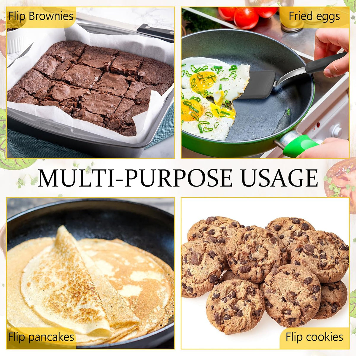 2Pcs Mini Silicone Cookie Brownie Spatula, Solid Flat, Khaki