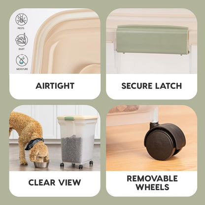 IRIS USA Dog Food Storage Container 58 Lb, Airtight Large Pet Food Storage Bin with Wheels, for Dog Cat Bird Chicken Food, Holds Up to 58 lbs, Keep Fresh, BPA Free, Made in USA, Black