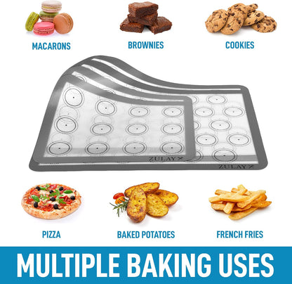 Zulay Kitchen Silicone Baking Mat – 16.5"×11.6" BPA-Free Reusable Baking Sheet, Heat Resistant 480°F – Non-Slip Border, Perfect for Cookies, Bread, Pastries & Oven Use - (Dark Gray)