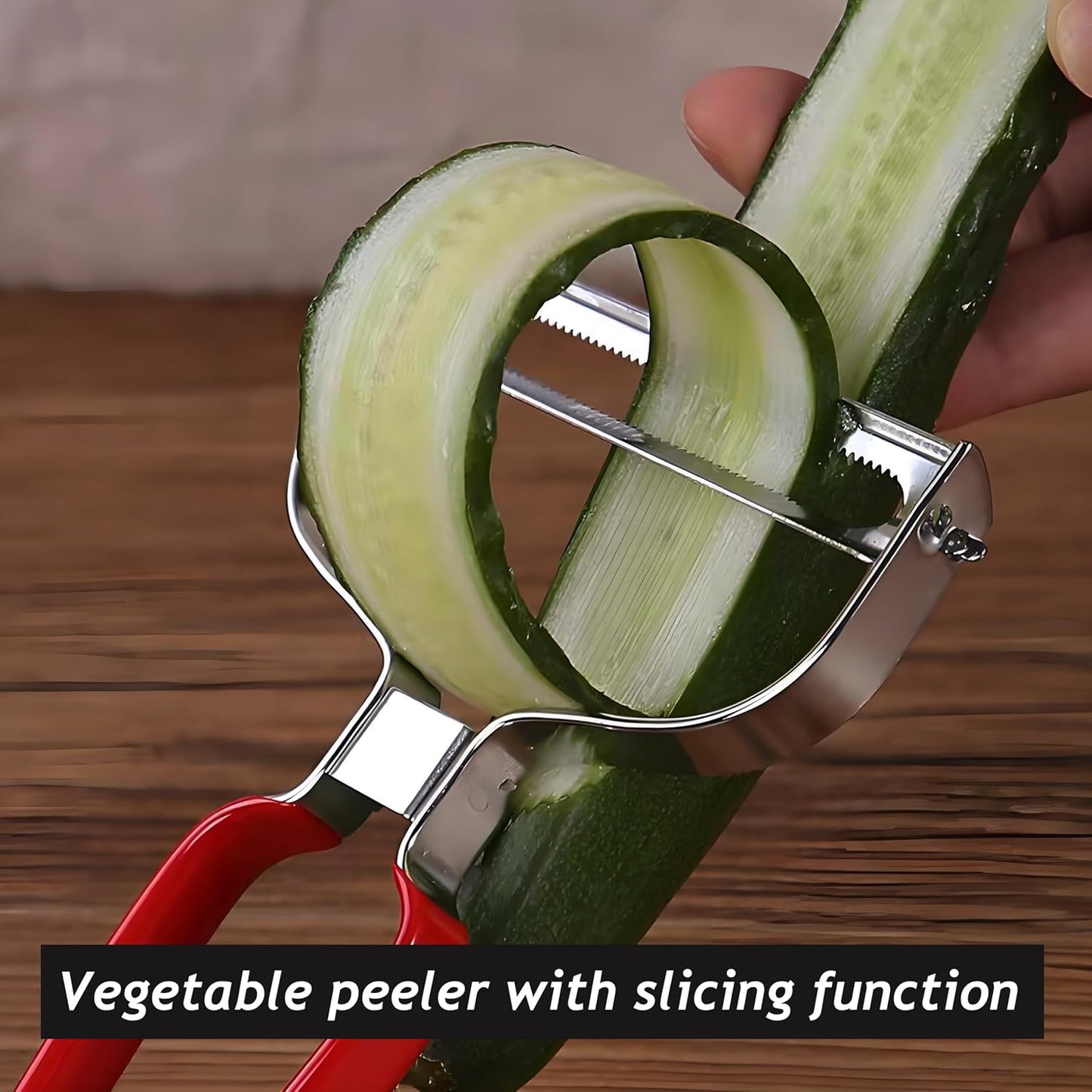 Larger Wide Mouth Kitchen Vegetable Peelers Cabbage Peeler (Serrated Y- Peeler) (Red)