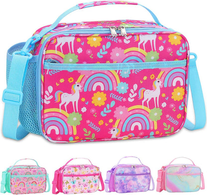 RHCPFOVR Kids Initial Lunch Bag - Insulated Lunch Box for Boys Girls,Washable Lunch Bag and Reusable Toddler Leak-proof Lunchbox for School and Daycare - Colors A