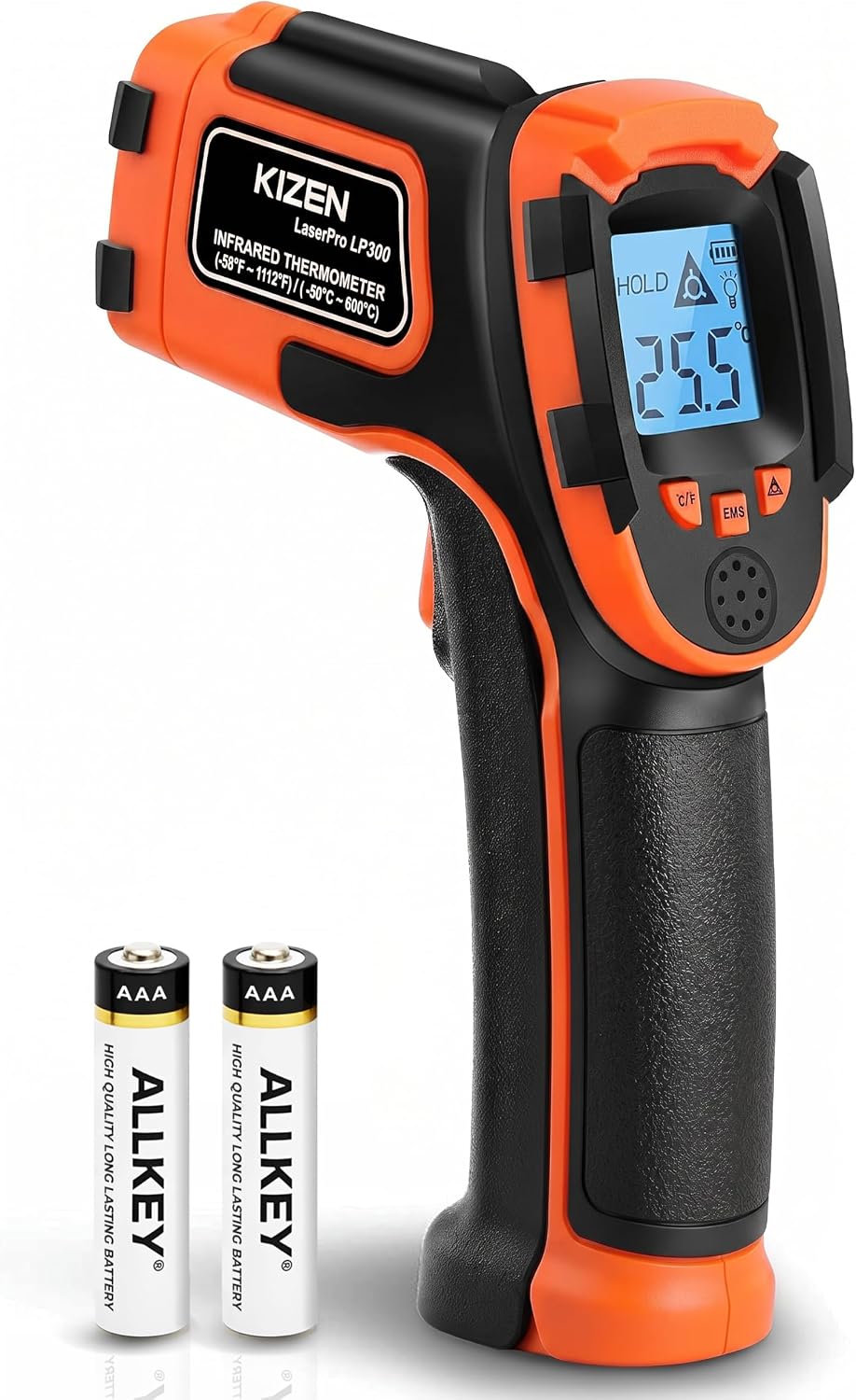 Kizen Infrared Temperature Gun - Handheld Surface Infrared Thermometer for Griddle, Grill, Pizza Oven, Candy, & A/C - Laser Thermometer Gun -58F to 1112F - Surface Temp Gun