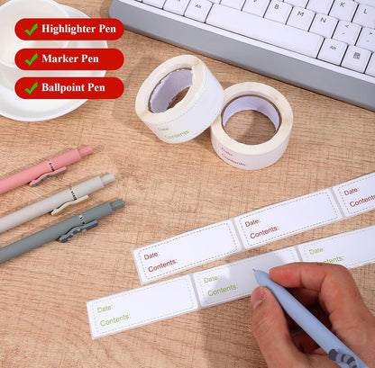 Qianyu 300 Pcs Removable Freezer Labels 1 x 3 Inch Waterproof Food Storage Containers Stickers Refrigerator Paper Date Tape Oil Resistant No-Residue for Kitchen Meal Prep Pantry Organization