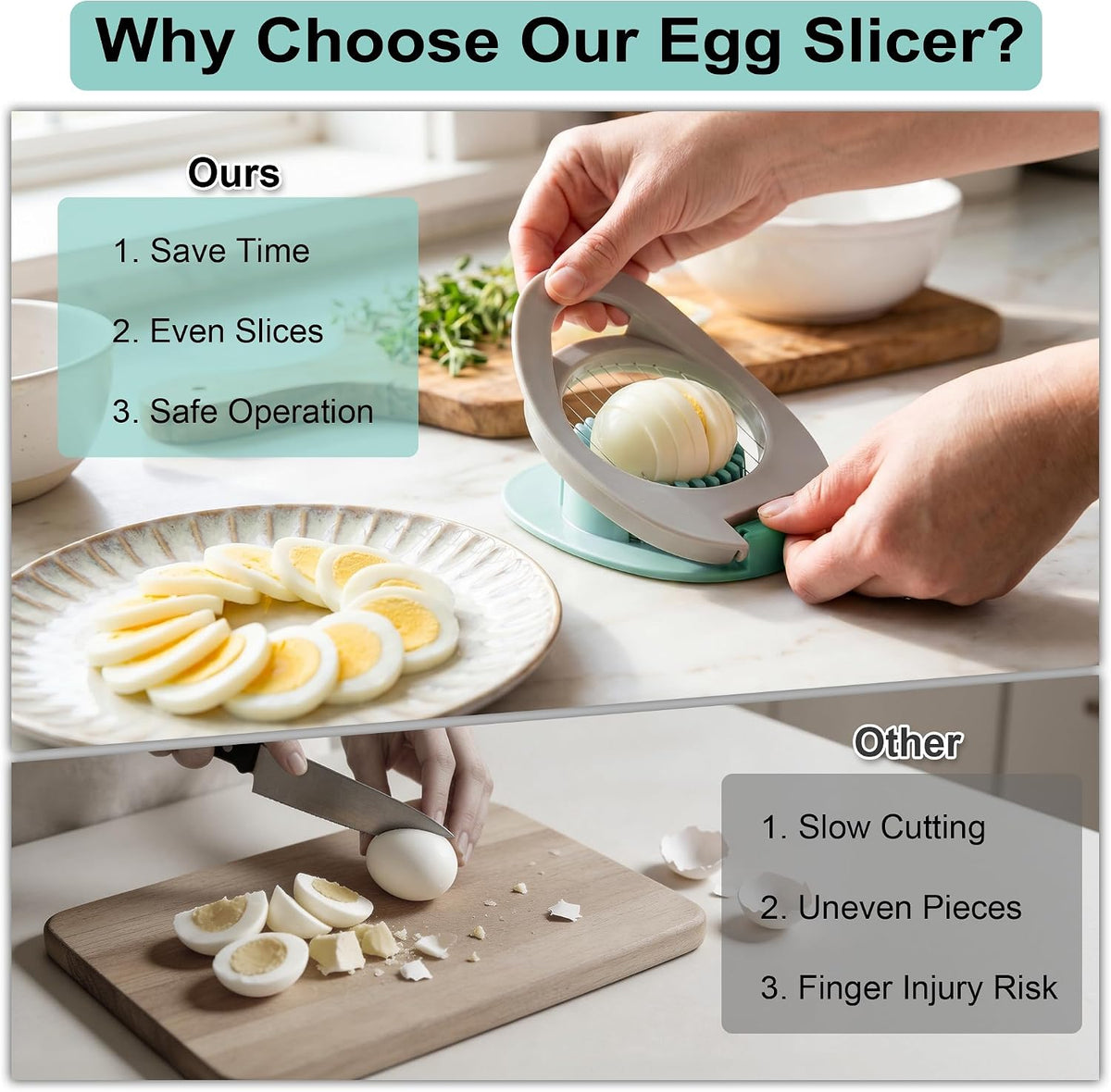 Egg Slicer for Hard Boiled Eggs, Uniform Thin Soft Food Cutter