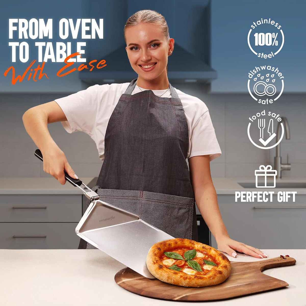 12-Inch Stainless Steel Pizza Peel with Folding Handle, Silver Non-Perf