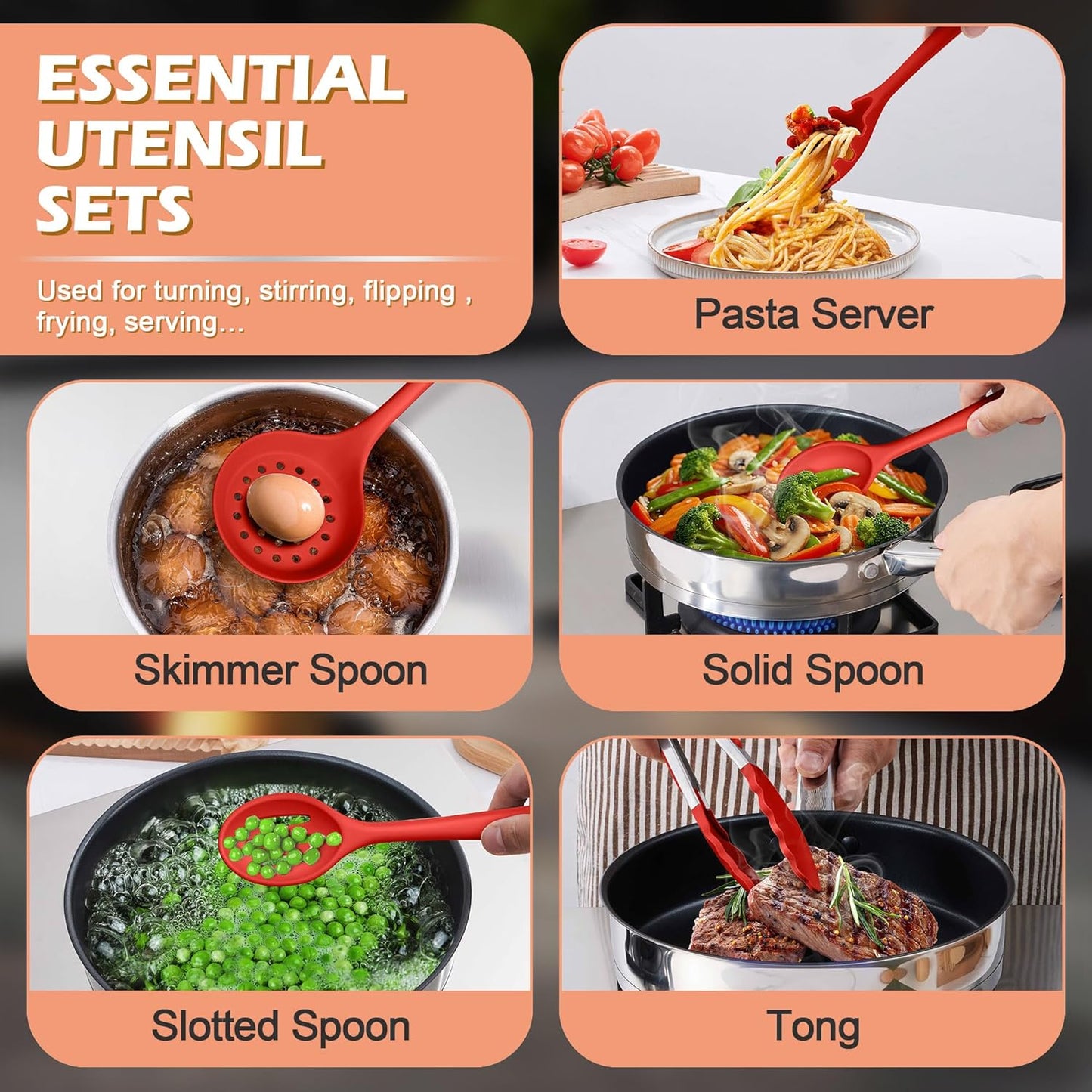 Homikit Silicone Cooking Utensil Set, 15pcs Kitchen Utensils with Holder for Nonstick Cookware, Heat Resistant Nontoxic Silicone Spatula Set Dishwasher Safe Kitchen Tools for Baking-Black