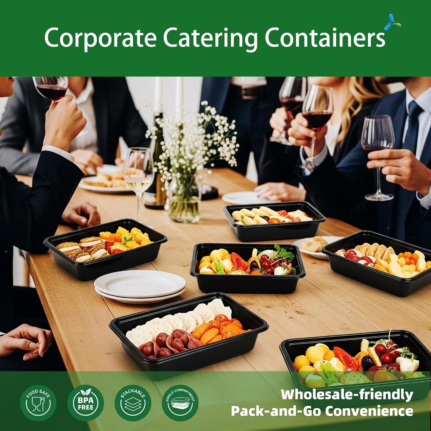 Meal Prep Containers, 50 Pack 58oz (100-Piece) Disposable Take Out Food Storage Containers with Leakproof Lids, Large Plastic To Go Lunch Boxes, BPA Free, Microwave/Dishwasher/Freezer Safe