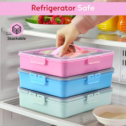Snackle Box Container for Adults with 9 Compartment, Divided Serving Tray Snack Box Containers with Lid and Handle, Charcuterie Boxes Portable Snack Platter for Fruit Veggie Party Travel, White